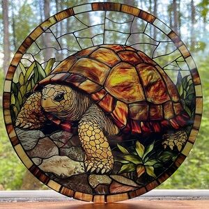 Suncatcher Acrylic Turtle Faux Stained Glass 8” Decoration